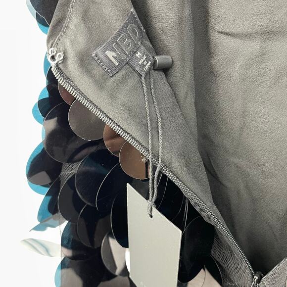 NBD | NWT Portra Mini Dress in Black Paillettes Party Disco Sequins M - Picture 5 of 16